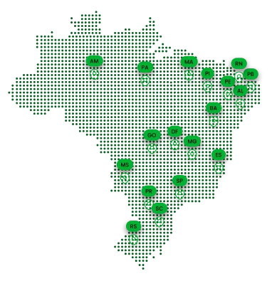 Mapa do Brasil com cidades Mottu